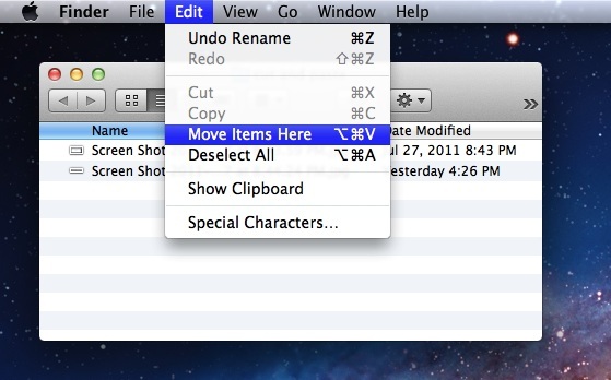 Taglia e incolla i file in Mac OS X.