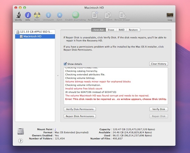 Ripara disco in Mac OS X