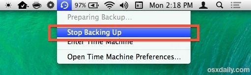 Arresta i backup di Time Machine quando le prestazioni sono essenziali