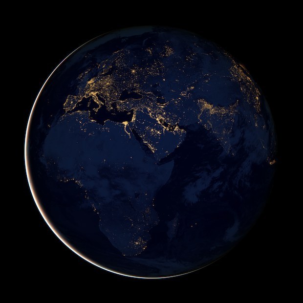 Terra di notte, Europa, Africa, Medio Oriente, carta da parati della NASA