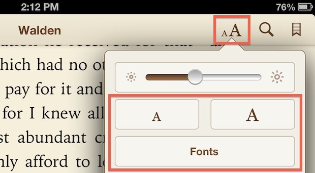 Cambia le dimensioni e il testo dei caratteri in iBook