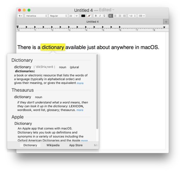 Ricerca istantanea in Mac OS per dizionario e Wikipedia