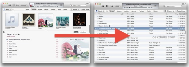 Cambia l'ordinamento UI di iTunes 11