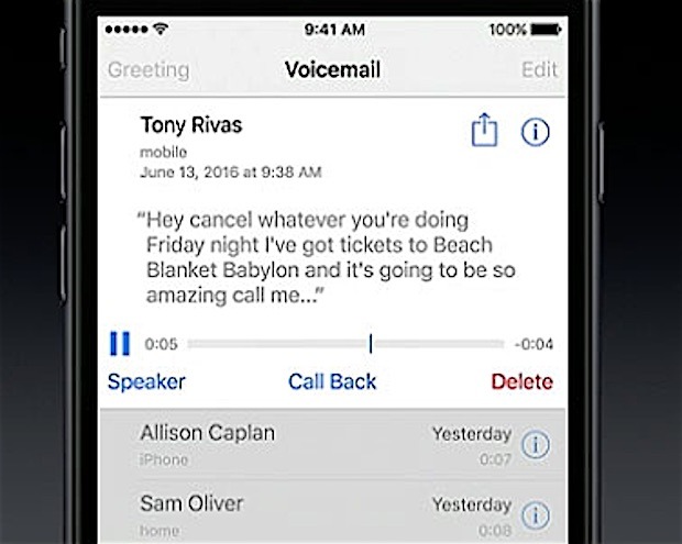 Trascrizione Voicemail in iOS 10