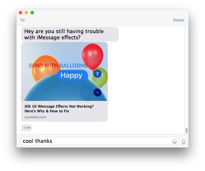 Anteprima URL in iMessage su Mac