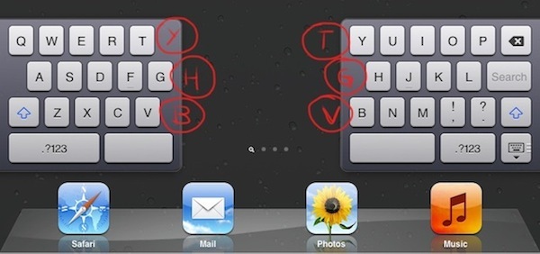 Tasti nascosti nella tastiera divisa per iPad