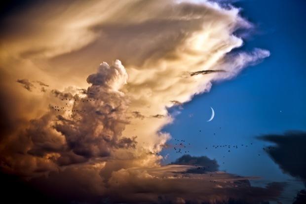 Nuvole di Venere e la luna