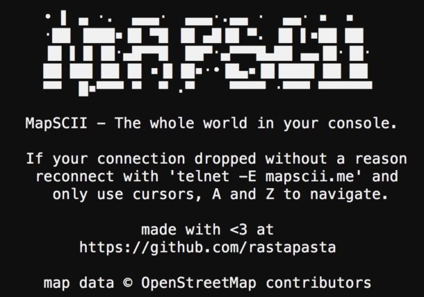 MapSCII è un'app di mappe ASCII per la riga di comando