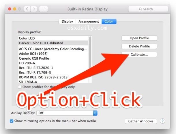 Accedi alla modalità esperto in Display Calibrator di Mac OS X