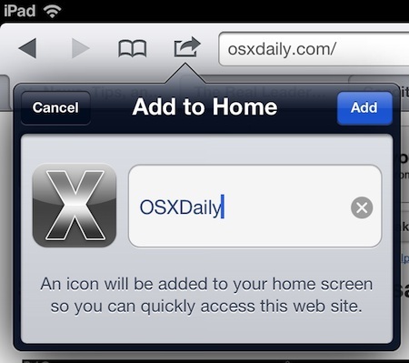 Aggiungi un segnalibro sito Web alla schermata iniziale di iPad o iPhone