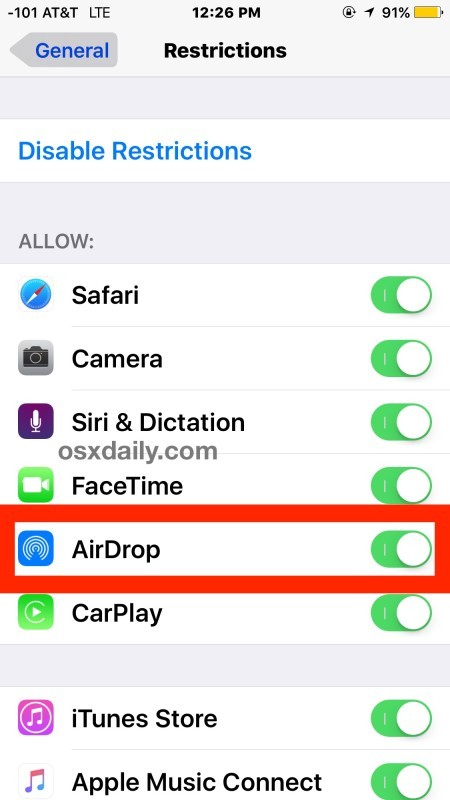 Fix AirDrop non viene visualizzato in iOS