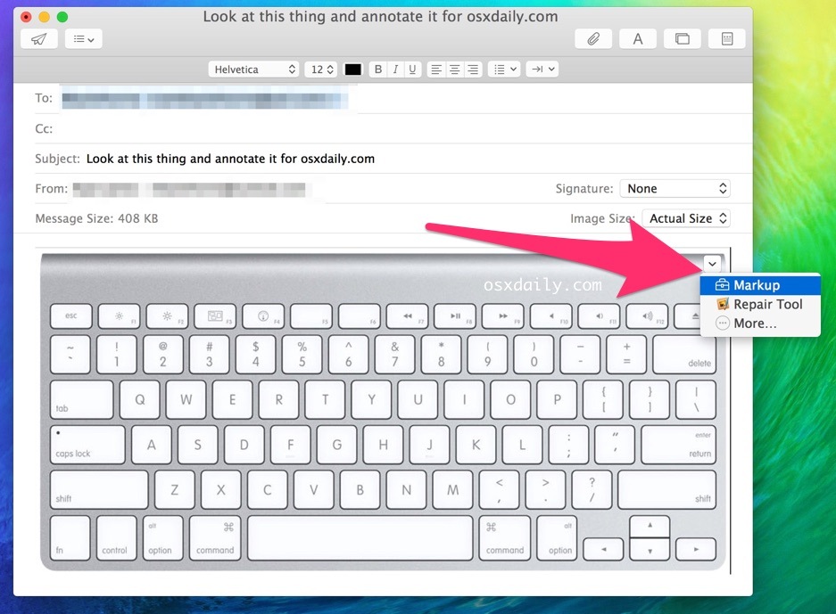 Accedi alla funzione MarkUp per annotare le email nell'app OS X Mail