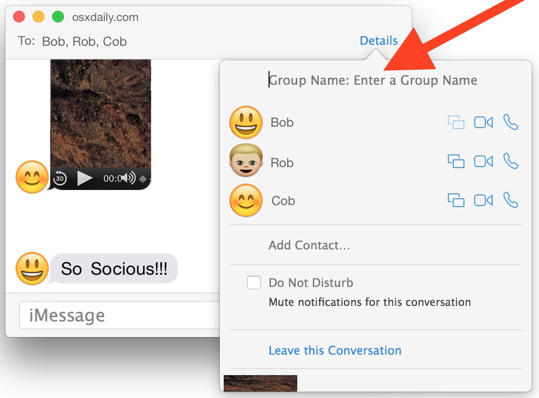 Assegna un nome alla chat di gruppo in Messaggi per Mac