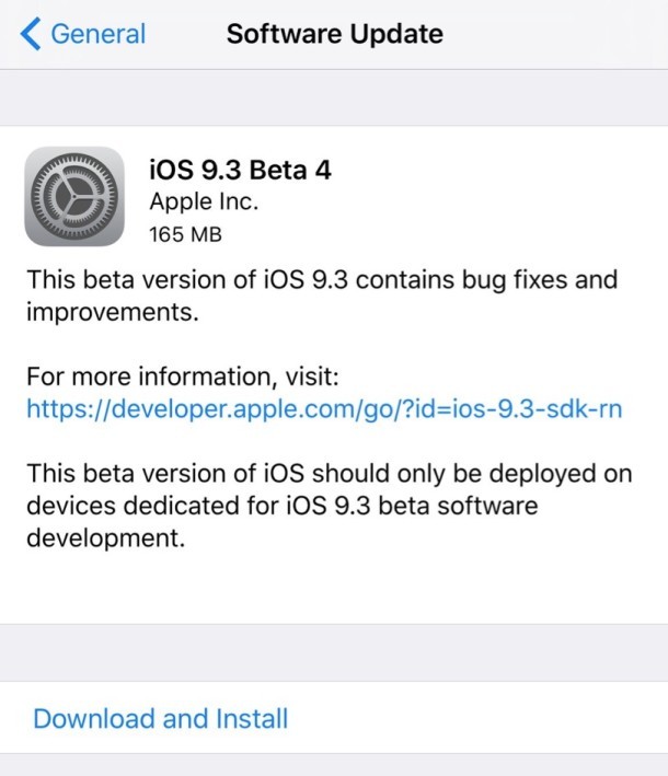 iOS 9.3 beta 4