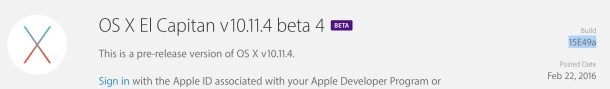 OS X 10.11.4 beta 4