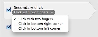  Opzioni di clic secondario in Mac OS X