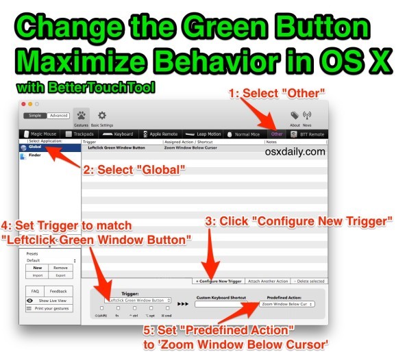 Cambia il pulsante verde Massimizza il comportamento in OS X