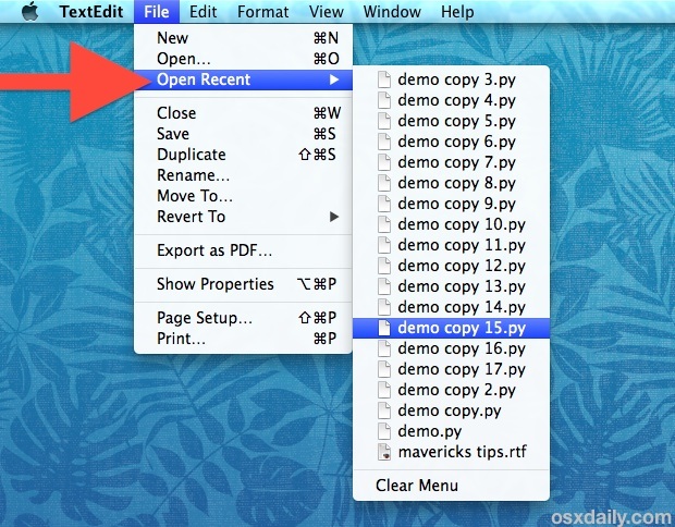 Modifica il numero di file del menu Apri recenti in app Mac OS X.