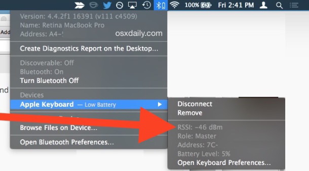 Controlla la potenza del segnale Bluetooth in OS X