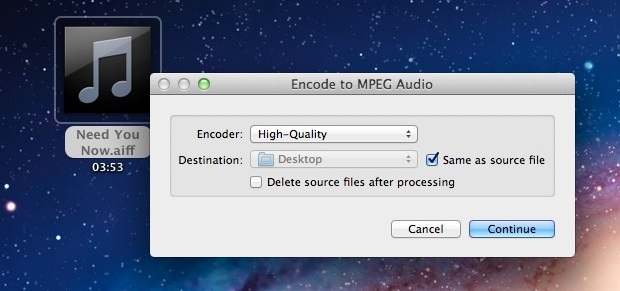 Converti audio in M4A in Mac OS X