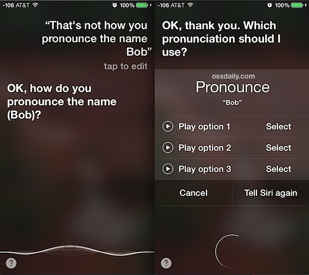 Correggere il modo in cui Siri pronuncia un nome