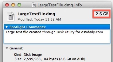 Crea un grande file di test in Mac OS X
