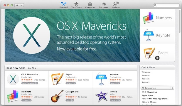 Scarica Mavericks dal Mac App Store