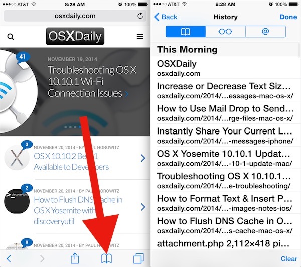 Accedi alla cronologia di navigazione in Safari per iOS