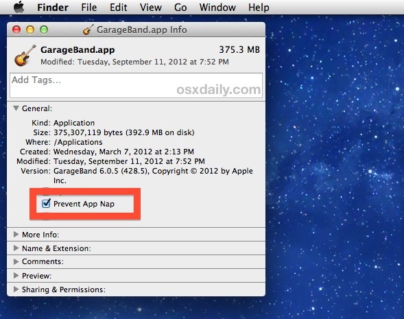 Disattiva App Nap in base all'applicazione in OS X
