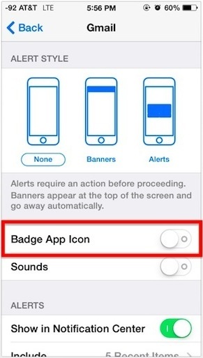 Disattivazione delle icone delle app con badge rosso in iOS