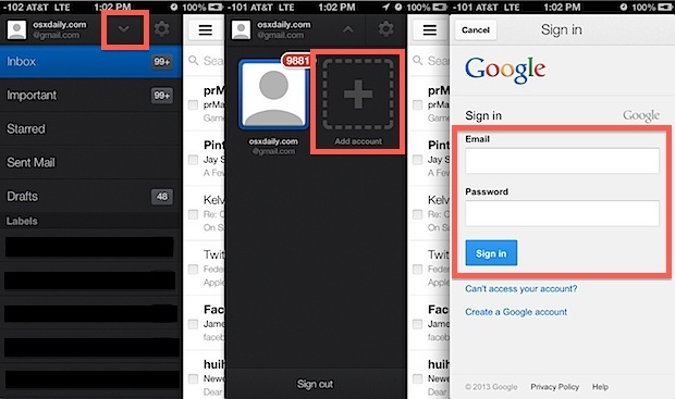 Aggiungi più account Gmail a iPhone / iPad con l'app Gmail per iOS