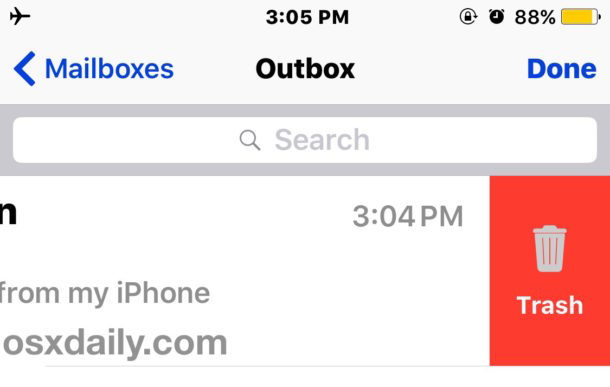 Elimina un'e-mail bloccata nella posta in uscita su iPhone o iPad