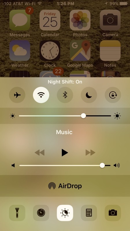 Night Shift abilitato su iPhone