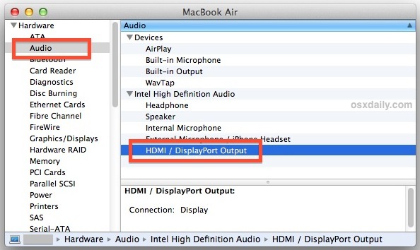 Come sapere se un Mac supporta l'uscita audio HDMI
