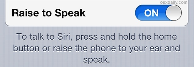 Alzati per parlare con Siri