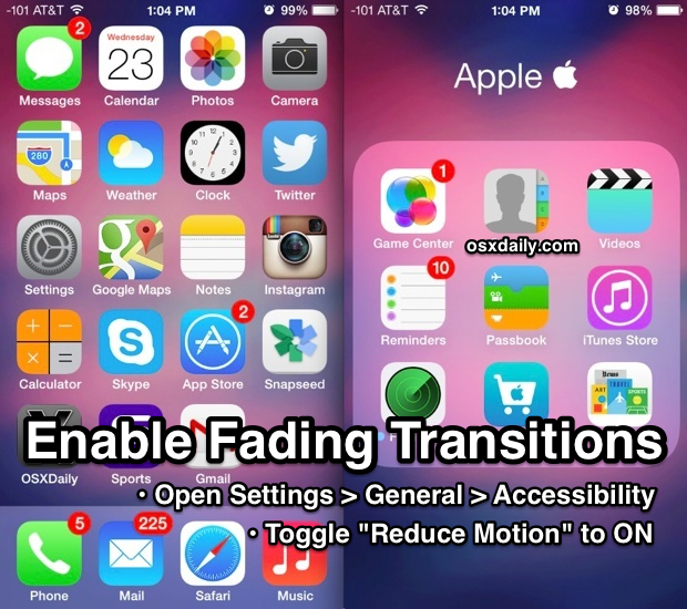 Come abilitare effetti di transizione dissolvenza in iOS