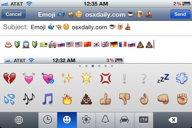 Caratteri Emoji digitati sull'iPhone
