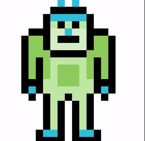 Esempio di pixel art realizzato con Pixelmator di un ragazzo strano che balla in forma animata