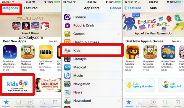 Accedi all'App Store per bambini in iOS