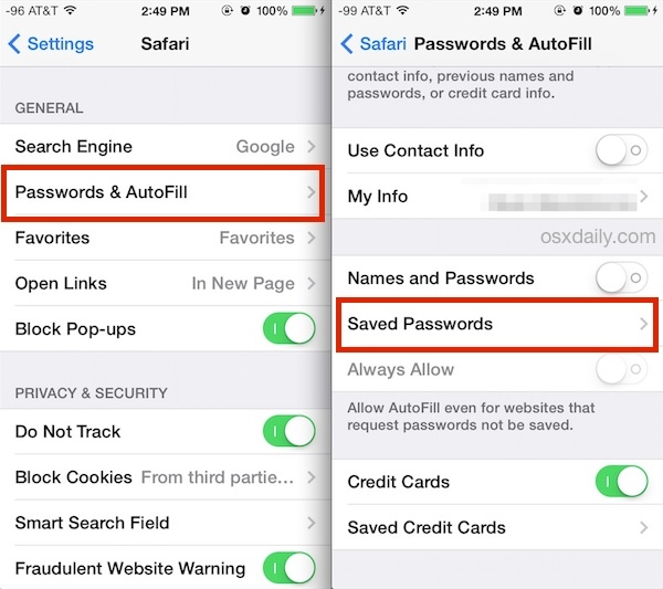 Trova password salvate in iOS