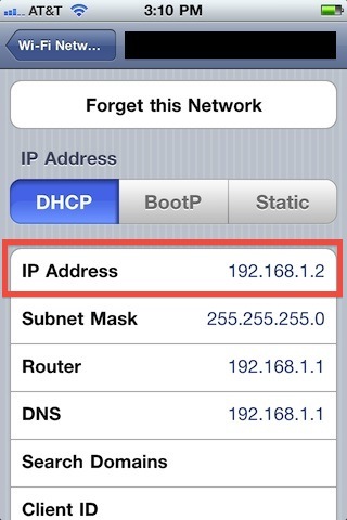 L'indirizzo IP dell'iPhone