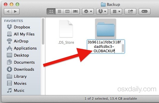 Rinominare il file di backup iOS per correggere l'errore di backup di iTunes