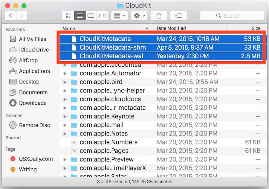 Rimuovi i metadati CloudKit per correggere il comportamento del Finder lento in OS X 10.10.3