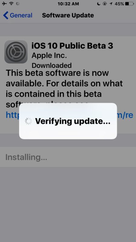 iOS bloccato sull'aggiornamento di verifica