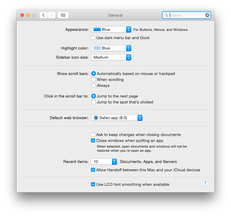 Font levigante impostato su 2 in OS X Yosemite