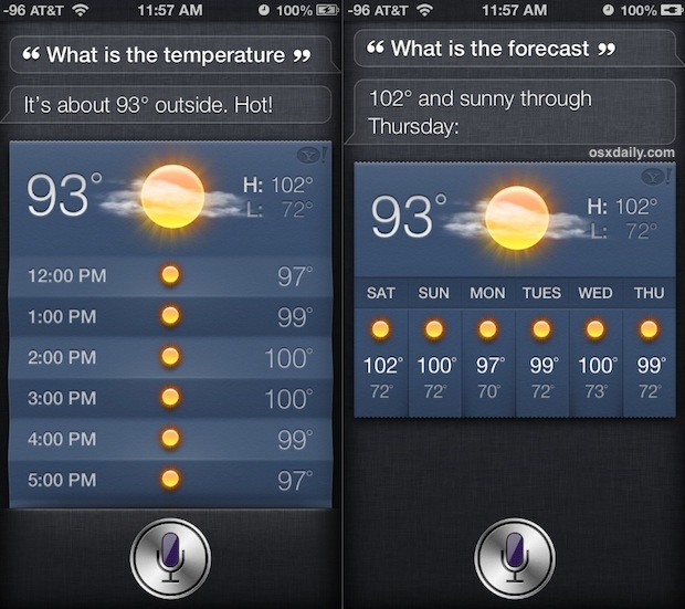 Ottieni previsioni meteo e previsioni da Siri