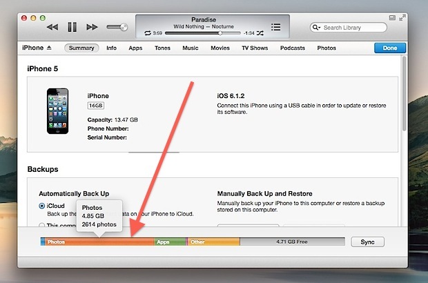 Ottieni informazioni di archiviazione più dettagliate sui dispositivi iOS da iTunes