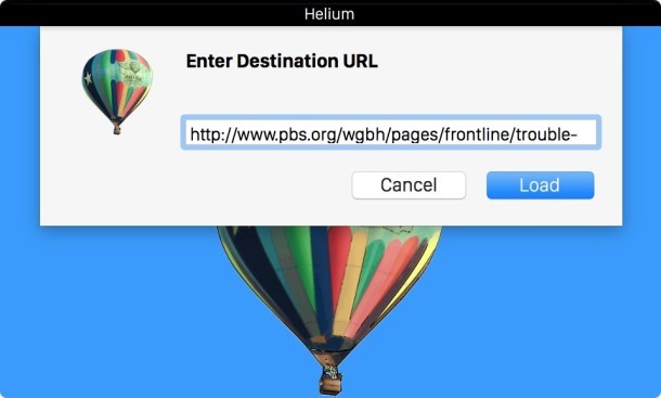 Feed URL all'applicazione Helium in OS X per video PIP