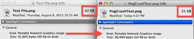 La riga di comando pngcrush in Mac OS X riduce le dimensioni dell'immagine