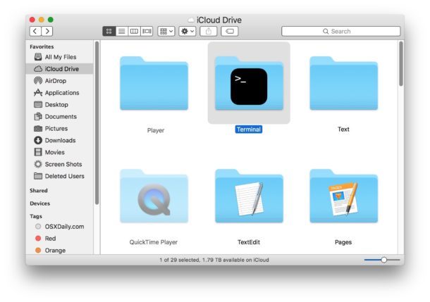 Terminale per iOS tramite iCloud Drive su Mac